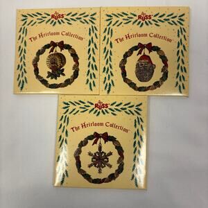 Vintage RUSS Berrie Metal Christmas Ornaments Heirloom Collection Set of 3